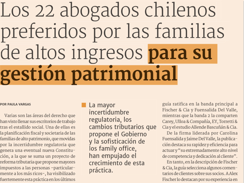Eduardo Torretti y Sebastián Martínez-Conde reconocidos dentro de los 22 abogados chilenos preferidos por las familias de altos ingresos para su gestión patrimonial