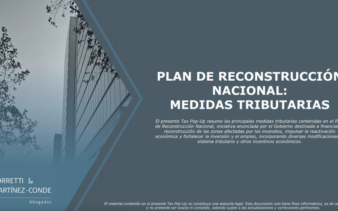 Plan de reconstrucción nacional: medidas tributarias